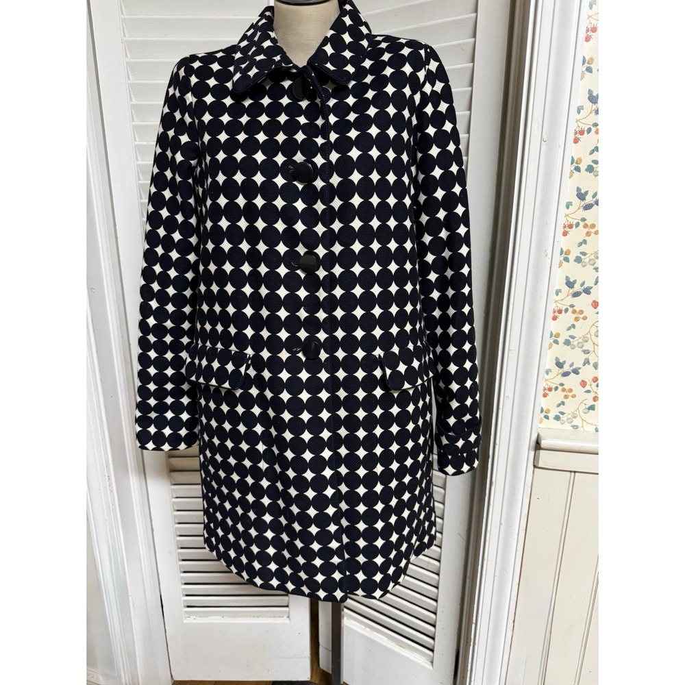 Talbots Retro 50's Black Label Coat  Polka Dot Pleated Cotton Lined Jacket 6/S